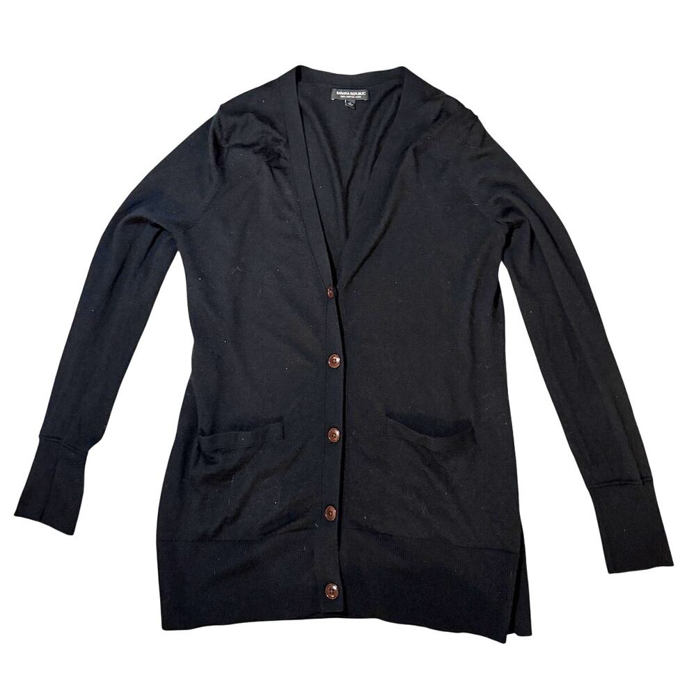 Banana Republic Black Long Sleeve Button-Up Cardigan